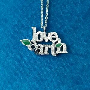 Pendant Necklace. Swarovski "Geology" love earth.  Rhodium plated silver .